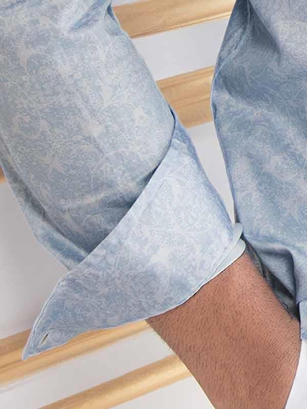 Pablo Sky Printed Full sleeve single cuff Slim Fit  Blended Shirt