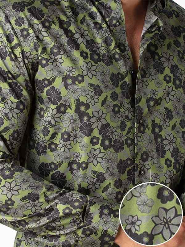 Petyr Green Printed Full sleeve single cuff Slim Fit  Blended Shirt