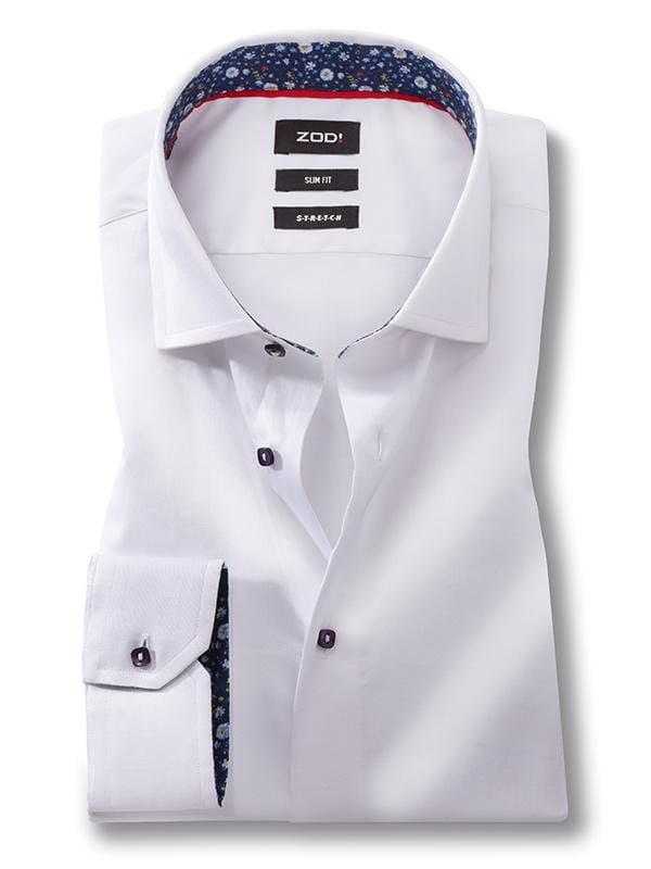 Buy Riccardo White Blended Slim Fit Solid Shirt | Zodiac