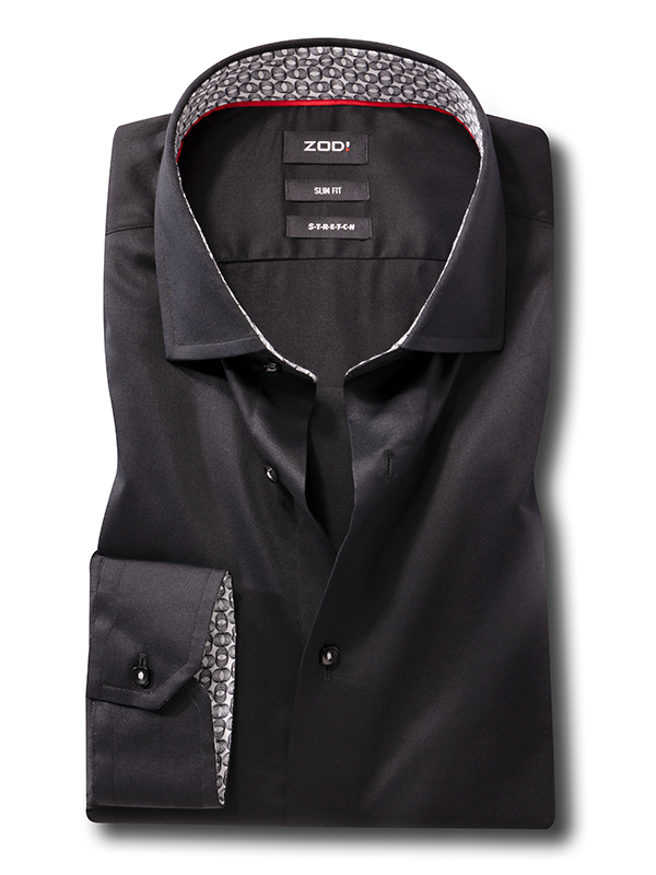 Riccardo Black Solid Full Sleeve Single Cuff Slim Fit Blended Shirt