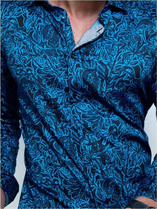 Rogers Cobalt Printed Full sleeve single cuff Slim Fit  Blended Shirt