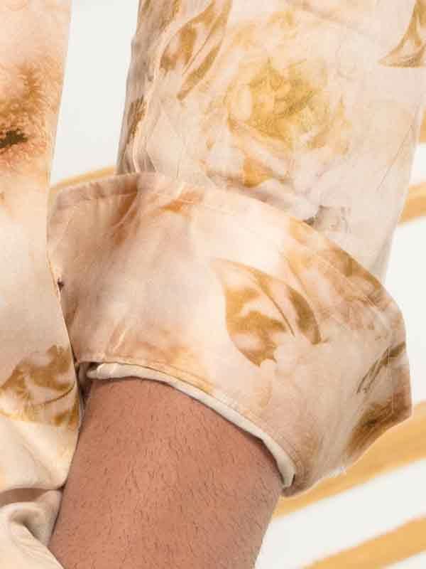 Salcedo Cream Printed Full sleeve single cuff Slim Fit  Blended Shirt