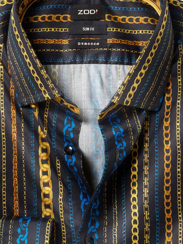 Salvatore Ochre Printed Full sleeve single cuff Slim Fit  Blended Shirt