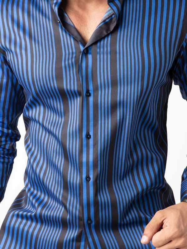 Sinaloa Cobalt Striped Full sleeve single cuff Slim Fit  Blended Shirt