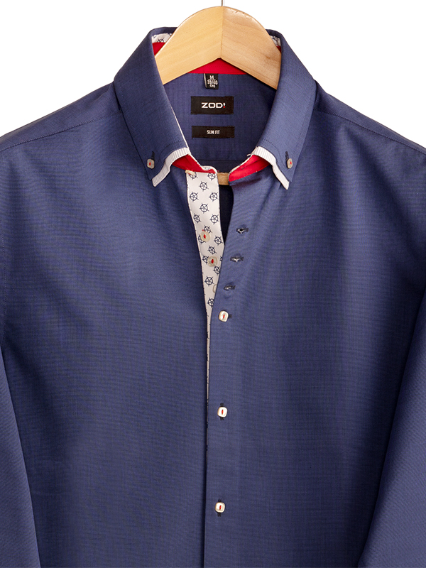Skipper Blue Solid Full Sleeve Single Cuff Slim Fit Cotton Shirt