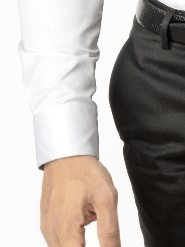 Spectre White Cut Away Collar Full Sleeve Single Cuff Cotton Tuxedo Shirt