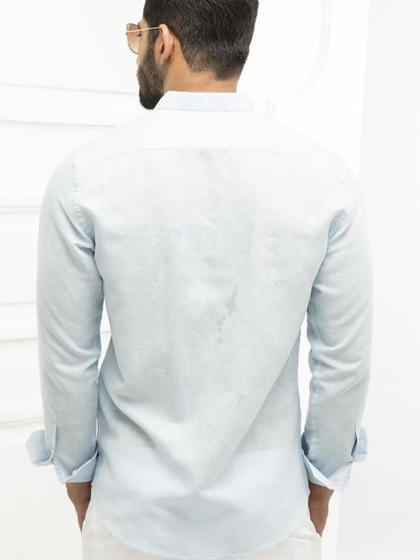 Tiesto Sky Solid Full sleeve single cuff Slim Fit  Blended Shirt
