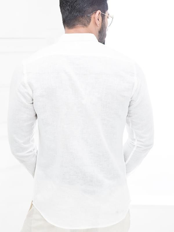 Tiesto White Solid Full sleeve single cuff Slim Fit  Blended Shirt