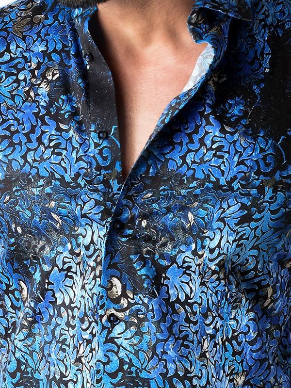 Tijuana Cobalt Printed Full sleeve single cuff Slim Fit  Blended Shirt