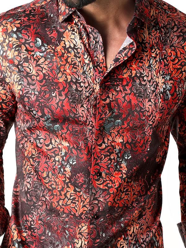 Tijuana Coral Printed Full sleeve single cuff Slim Fit  Blended Shirt