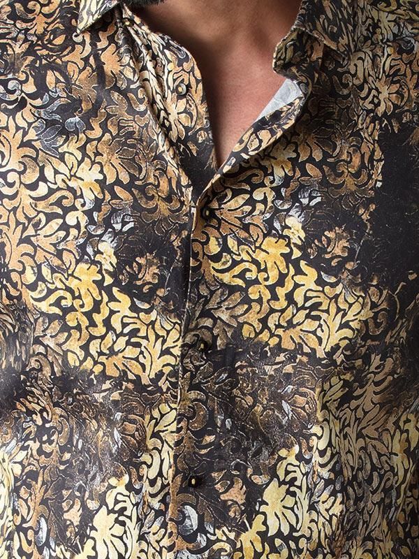 Tijuana Ochre Printed Full sleeve single cuff Slim Fit  Blended Shirt