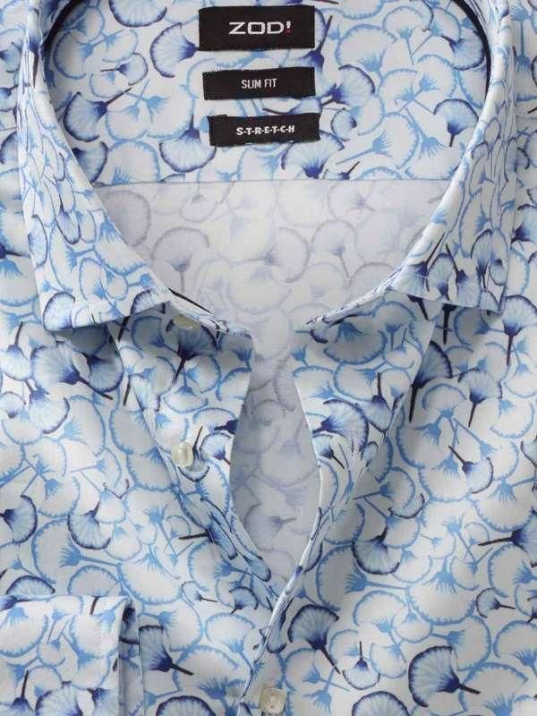 Tommaso Sky Printed Full sleeve single cuff Slim Fit  Blended Shirt