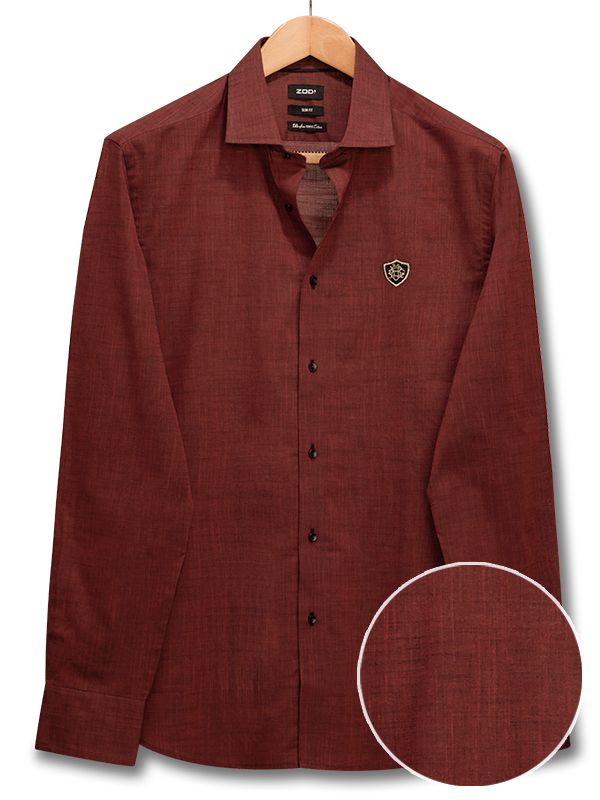 Vanquish Rust Solid Full Sleeve Single Cuff Slim Fit Cotton Shirt