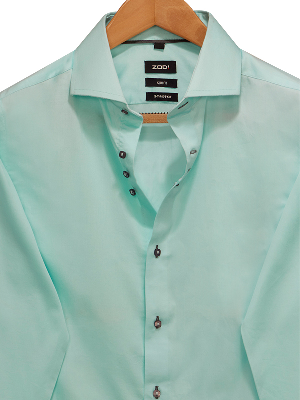 Walberg Mint Solid Full Sleeve Single Cuff Slim Fit Blended Shirt