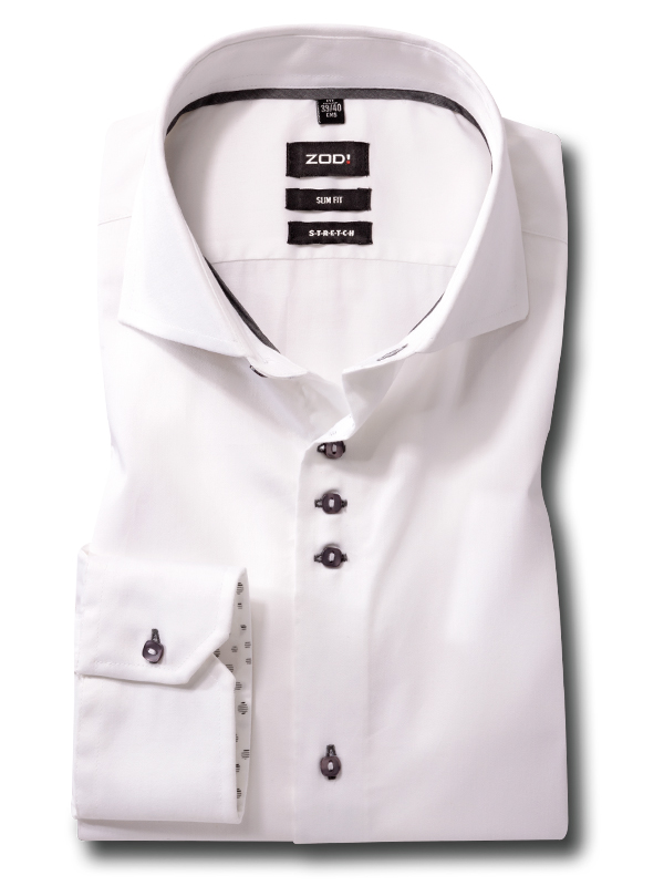 Walberg White Solid Full Sleeve Single Cuff Slim Fit Blended Shirt