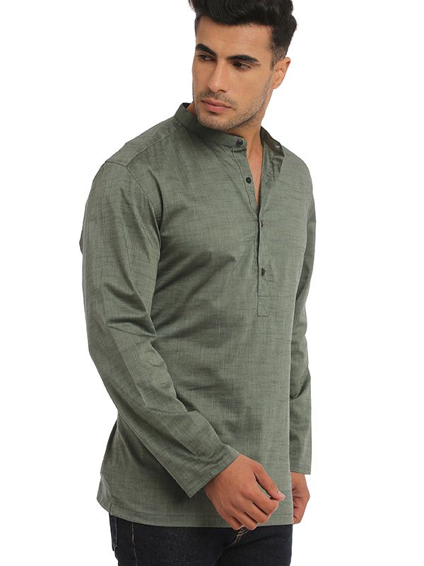 Green Tailored Fit Cotton Shurta