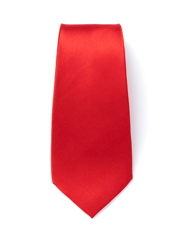 Creme Solid Dark Red Silk Tie
