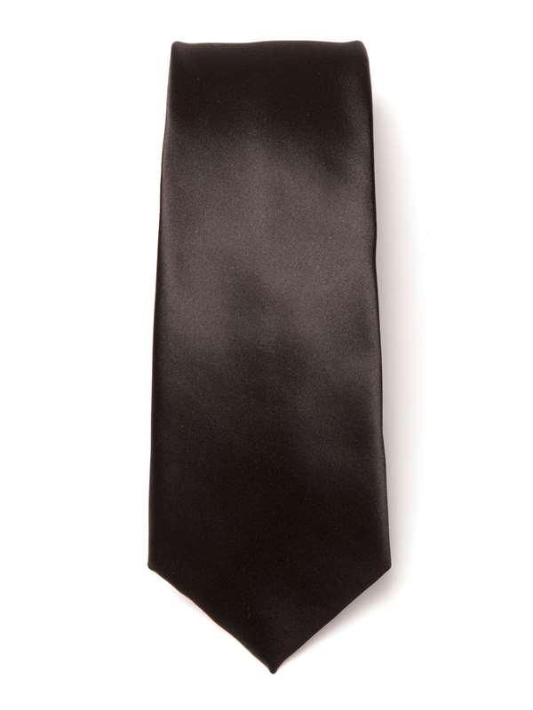 Kingston Slim Plain Solid Black Polyester Tie