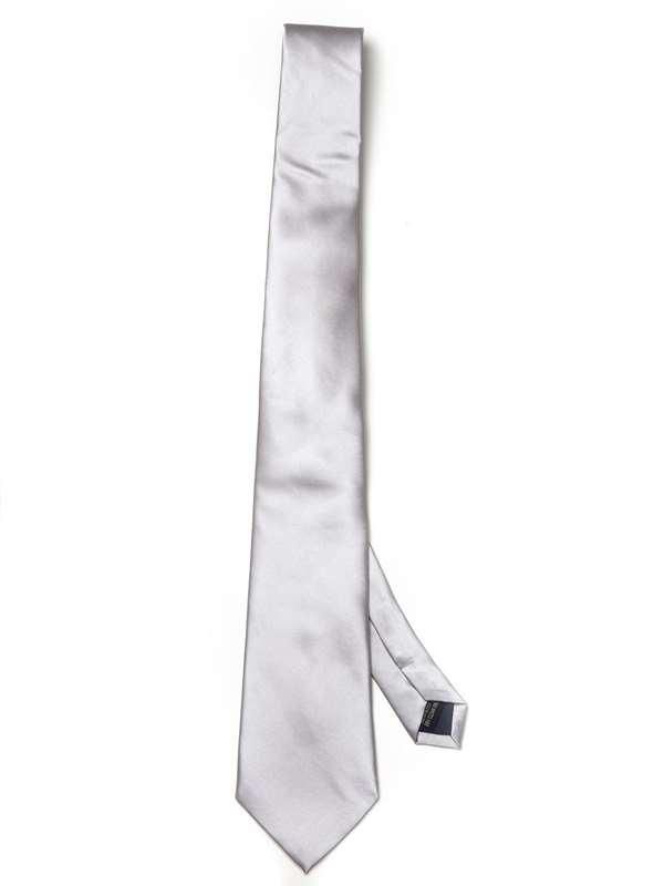 Kingston Slim Plain Solid Light Grey Polyester Tie