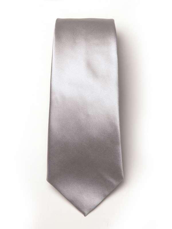 Kingston Slim Plain Solid Light Grey Polyester Tie
