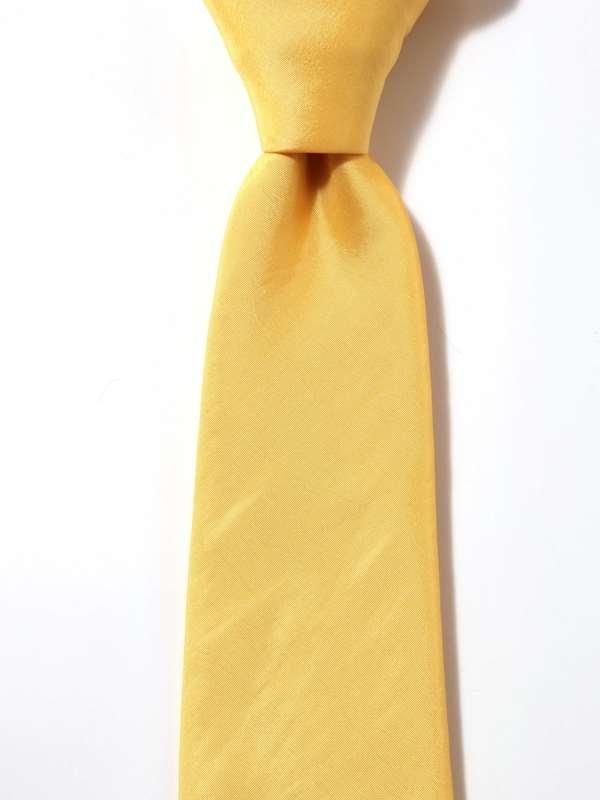 Kingston Slim Plain Solid Light Yellow Polyester Tie