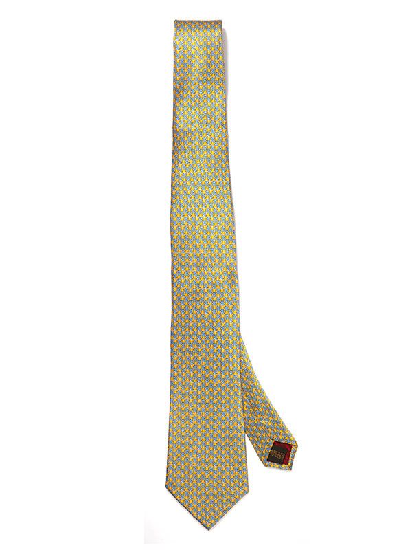Saglia Printed Dark Gold Silk Tie
