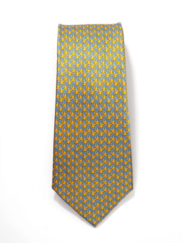 Saglia Printed Dark Gold Silk Tie