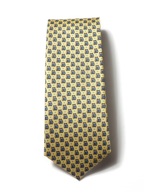 Saglia Printed Dark Yellow Silk Tie