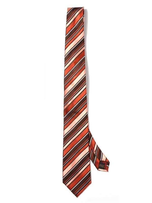 Sicilia Striped Dark Orange Silk Tie