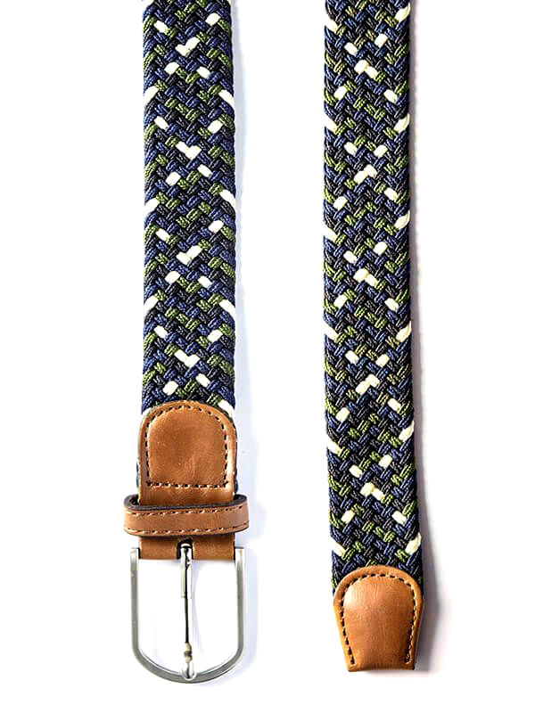 Z3 Navy/ Olive/ Cream Braided Non-Leather Belt