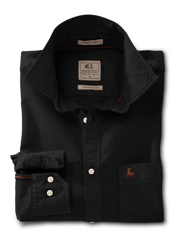 Ramos Black Solid Full sleeve single cuff   Cotton Shirt
