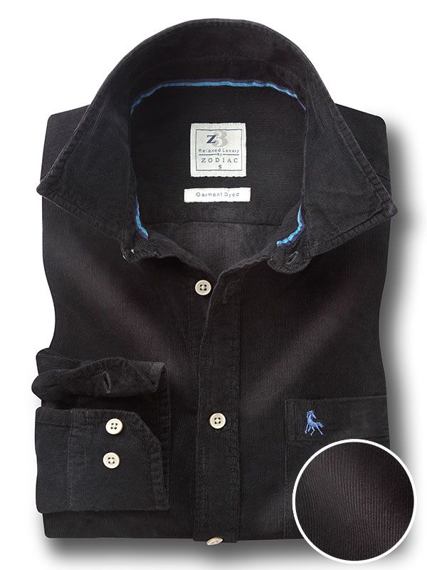 Innsbruck Black Corduroy Full sleeve single cuff   Cotton Shirt