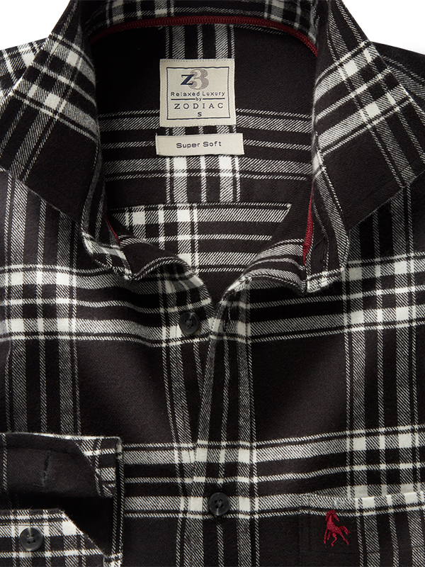Walrus Twill Black Check Full Sleeve Tailored Fit Casual Cotton Shirt