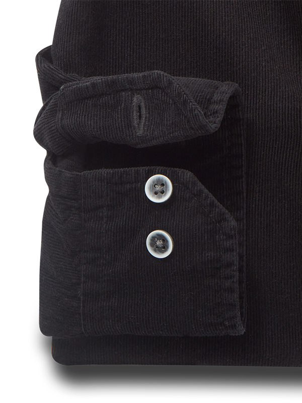 Zermatt Corduroy Garment Dyed Black Full Sleeve Tailored Fit Casual Cotton Shirt