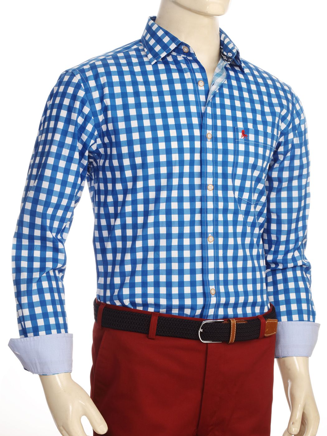 Cordoba Blue Check Full Sleeve Tailored Fit Casual Cotton Shirt