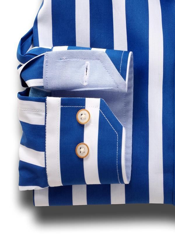 Sevilla Blue Striped Full Sleeve Tailored Fit Casual Cotton Shirt