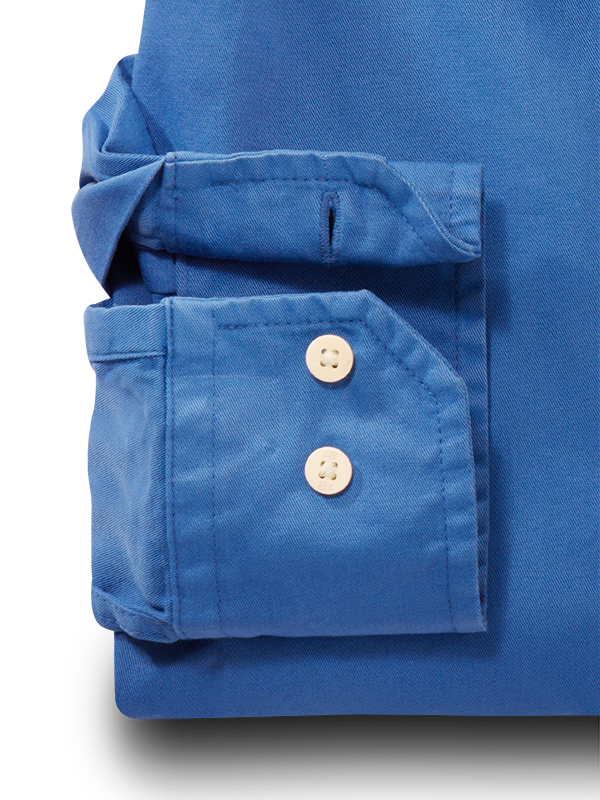 Gavi Twill Garment Dyed Blue Solid Full Sleeve Tailored Fit Casual Cotton Shirt