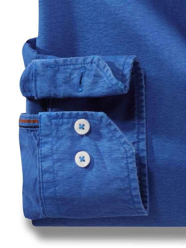 Manchester Organic Cotton Cobalt Solid Full Sleeve Tailored Fit Casual  Shirt