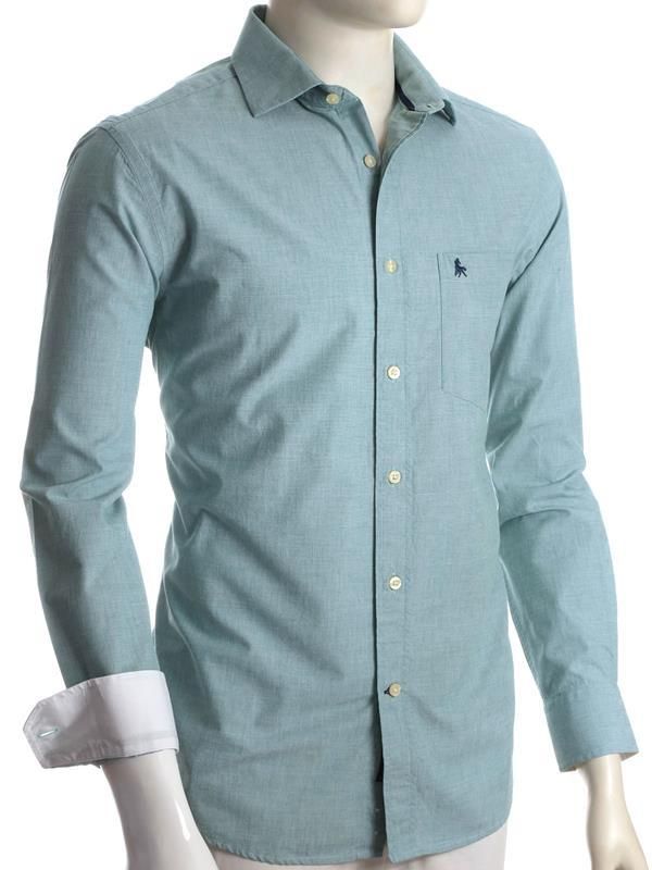 Captain Green Solid Full sleeve single cuff   Cotton Shirt