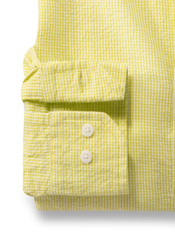 Helsinki Seersucker Lime Check Full Sleeve Tailored Fit Casual Cotton Shirt
