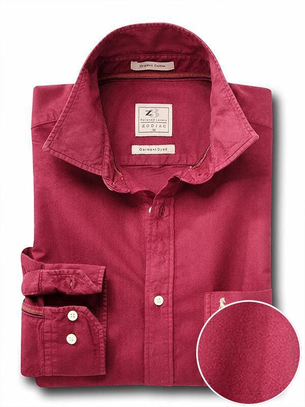 Ramos Maroon Solid Full sleeve single cuff   Cotton Shirt