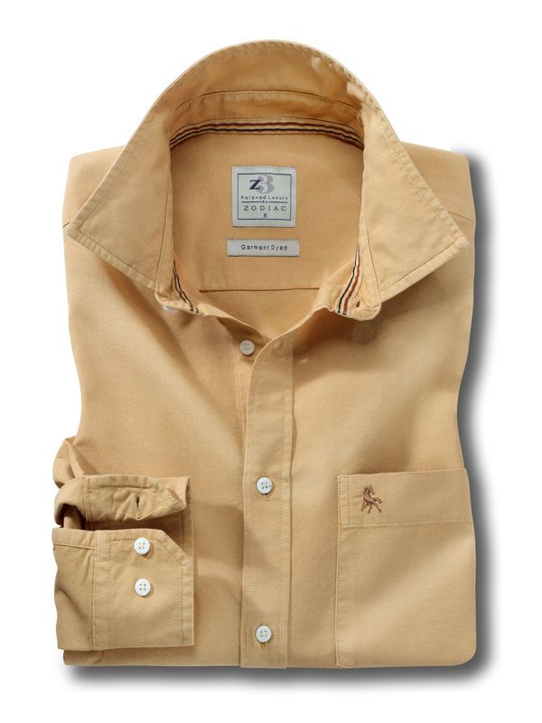 Murren Mustard Solid Full sleeve single cuff   Cotton Shirt