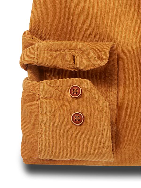 Zermatt Corduroy Garment Dyed Mustard Full Sleeve Tailored Fit Casual Cotton Shirt