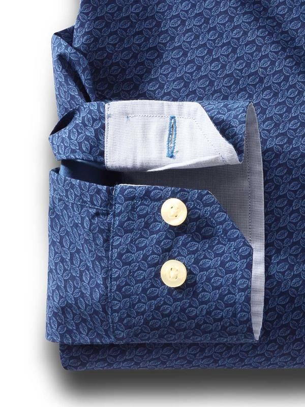 Jefferies Navy Printed Full sleeve single cuff   Cotton Shirt