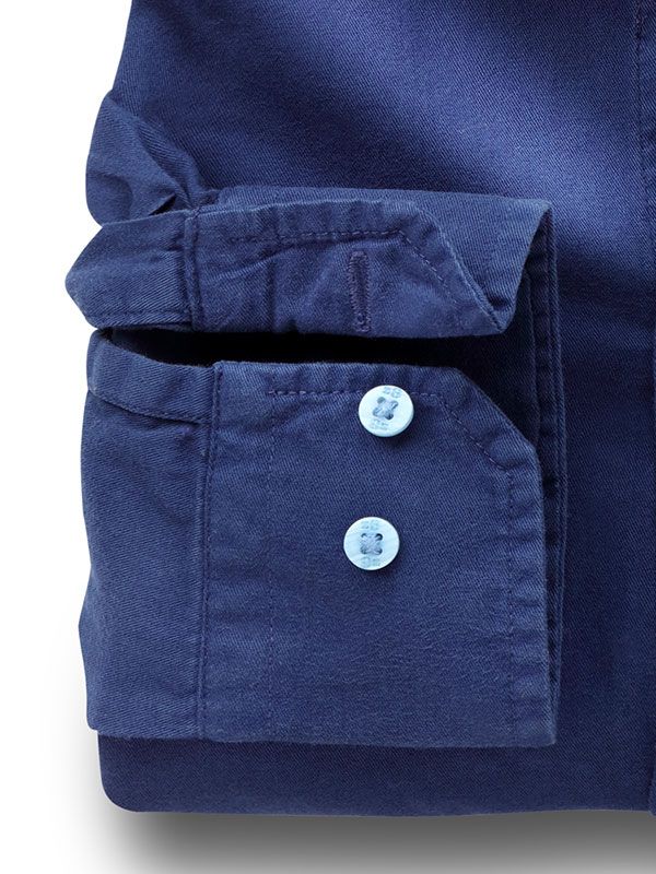 Tottenham Twill Garment Dyed Navy Solid Full Sleeve Tailored Fit Casual Cotton Shirt