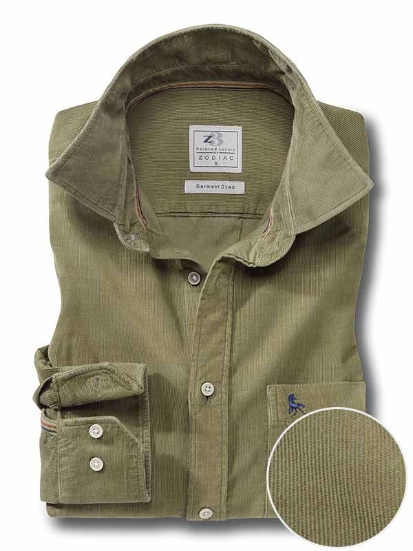 Innsbruck Olive Corduroy Full sleeve single cuff   Cotton Shirt