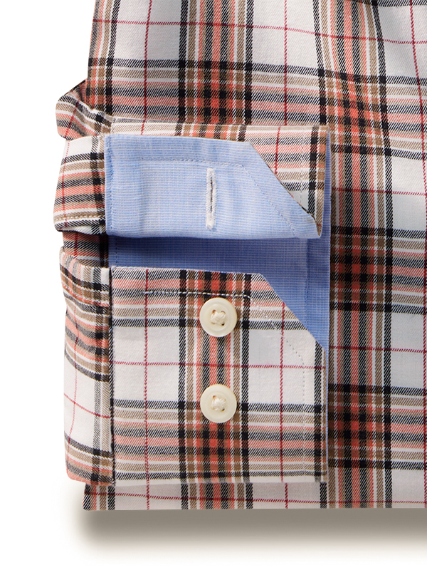 Torres Twill Orange Check Full Sleeve Tailored Fit Casual Cotton Shirt