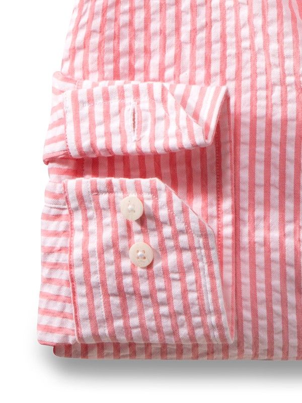 Nairobi Stripe Seersucker Pink Casual Cotton Shirt