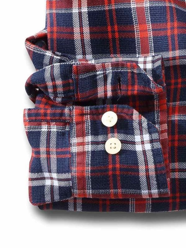 Jack Indigo Red Check Full sleeve single cuff   Cotton Shirt