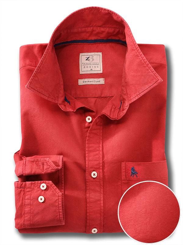 Marbella Red Solid Full sleeve single cuff   Cotton Shirt